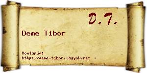 Deme Tibor névjegykártya